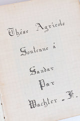 Thése Agricole Soutenue à Sandar par Wachter