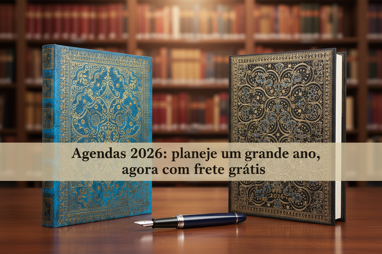 Banner promocional Agendas 2026 com frete grátis - versão atualizada